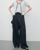 High-Waisted Striped Casual Wide-Leg Pants