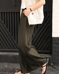 High-Waisted Draped Straight-Leg Trousers