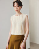 Lace-Paneled Sleeveless Silk Shirt
