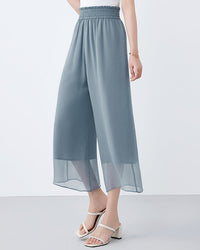 Casual Double-Layered Cropped Straight Leg Pants