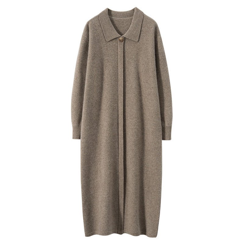 Cashmere Polo Collar Knitted Loose Long Dress