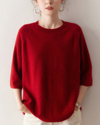 Cashmere Knitted Three-Quarter Sleeve Loose Sweater