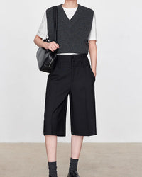 Casual Double-Waisted Five-Quarter Shorts