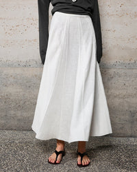High-Waisted, Structured-Panel A-Line Skirt