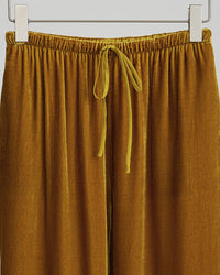 High-Waisted Wide-Leg Silk Velvet Pants