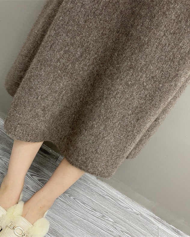High-Waisted Soft A-Line Cashmere Skirt