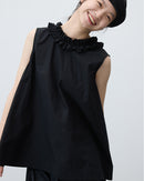 Ruffled V-Neck Button-Down Shirt