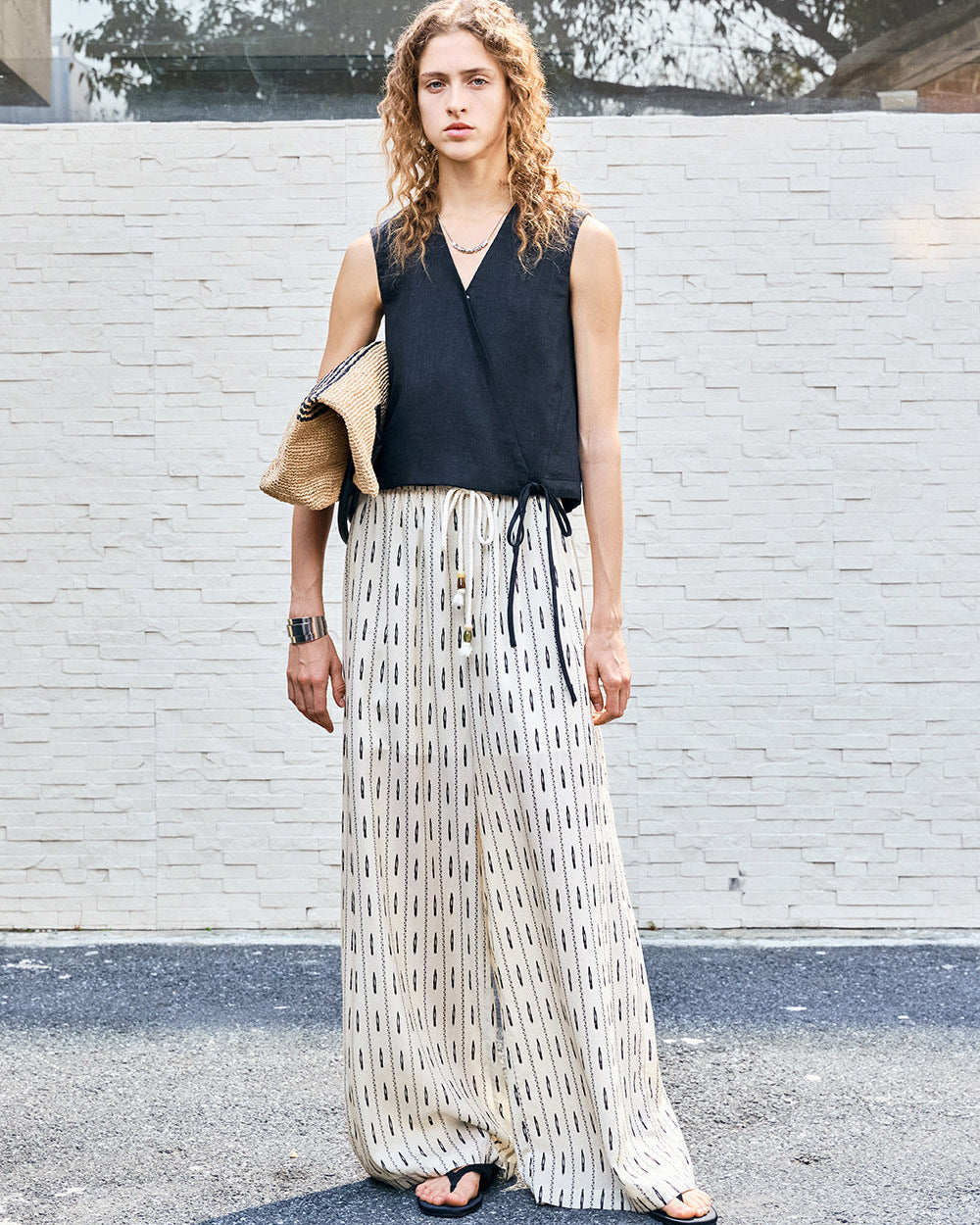 Tencel Linen Loose Straight-Leg Pants