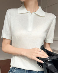 Thin Short-Sleeved Collared Sweater