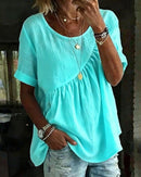 Solid-Color Crew-Neck Short-Sleeve T-Shirt