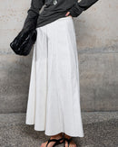 High-Waisted, Structured-Panel A-Line Skirt