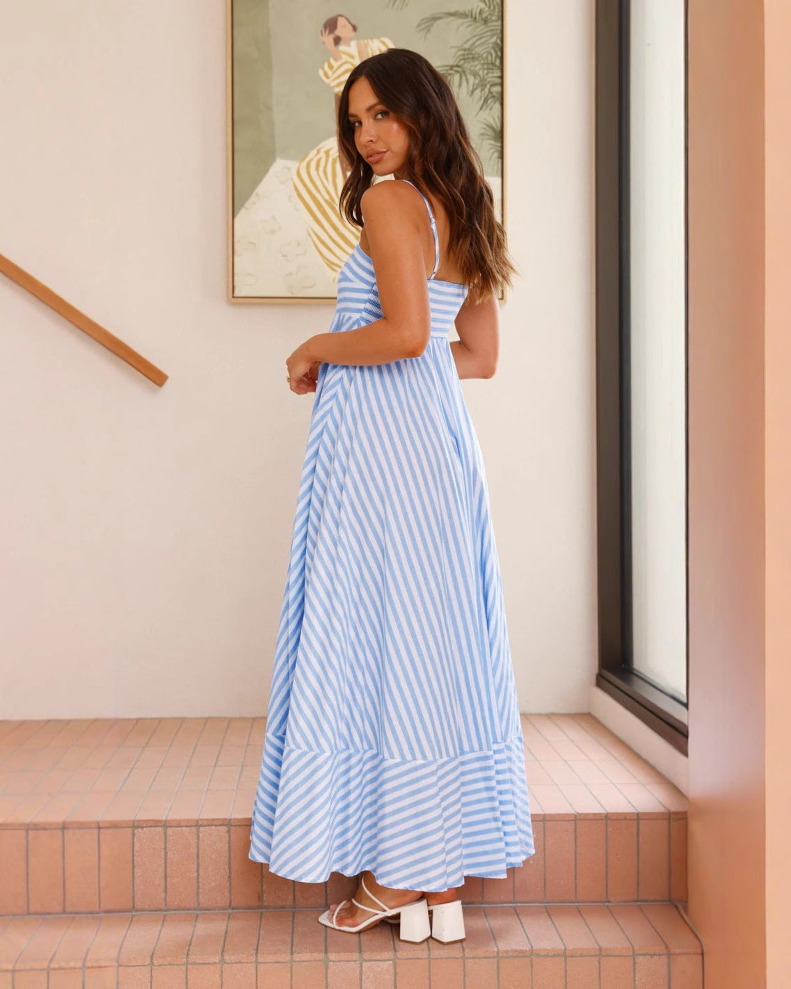 Striped Spaghetti Strap Maxi Dress