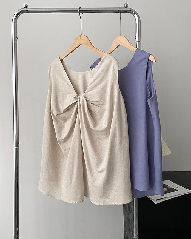 Loose Sleeveless Back-Knotted Vest