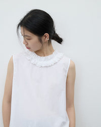 Ruffled V-Neck Button-Down Shirt