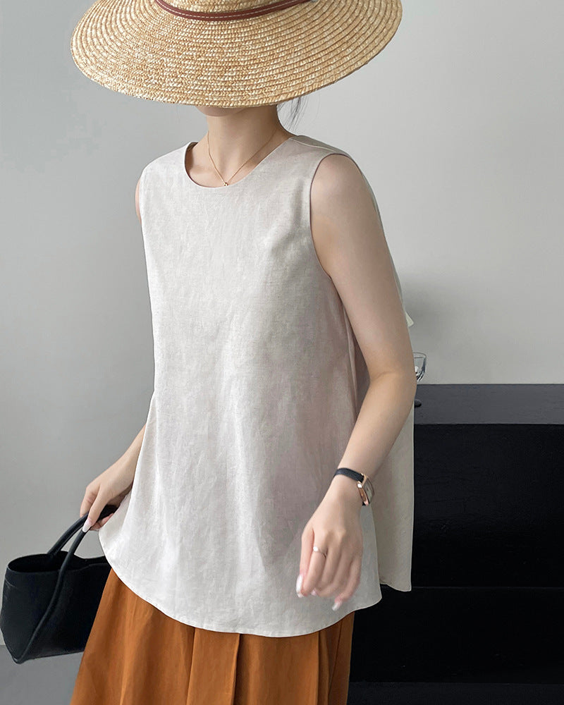 Loose Sleeveless Back-Knotted Vest