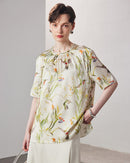 Loose-Fitting Breathable Satin Silk T-Shirt