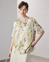 Loose-Fitting Breathable Satin Silk T-Shirt