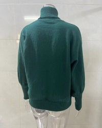 High-Neck Batwing Sleeve Christmas Knit Sweater