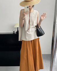 Loose Sleeveless Back-Knotted Vest