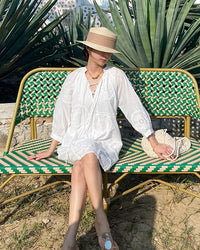 Pure Cotton Embroidered V-Neck A-Line Dress