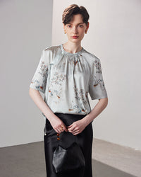 Loose-Fitting Breathable Satin Silk T-Shirt