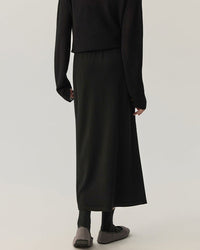 High-Waisted Stretch Wool Skirt