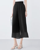 Casual Double-Layered Cropped Straight Leg Pants
