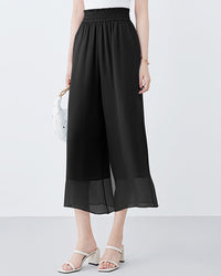 Casual Double-Layered Cropped Straight Leg Pants