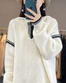 Pure Wool Loose-Fitting Stylish Hooded Sweater