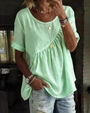 Solid-Color Crew-Neck Short-Sleeve T-Shirt
