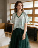 Loose-Fit Striped V-Neck T-Shirt