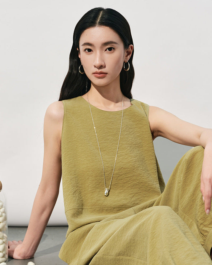 Sleeveless Loose-Fit Crew Neck Tank Top