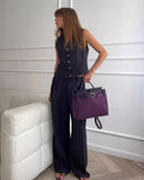 Sleeveless Vest Wide-Leg Pant Set