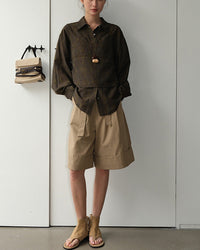 Loose-Fitting High-Waisted Tie-Up Shorts