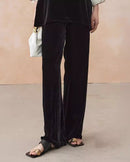 High-Waisted Wide-Leg Silk Velvet Pants