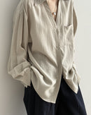 Loose-Fit V-Neck Button-Down Shirt