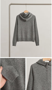 Sheep Wool Hooded Knit Pullover Sweater