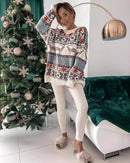 Round Neck Loose Christmas Jacquard Sweater