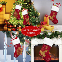 Reindeer Velvet Embroidered Christmas Stockings
