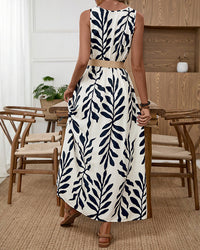 French Holiday Style Sleeveless Slit Dress