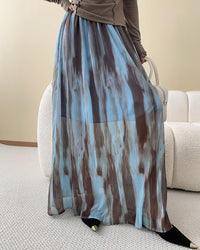 Ink Painting Retro High-Waisted Skirt