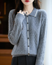 Pure Wool Polo Shirt With Collar Short Style