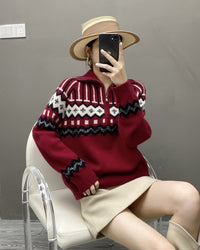 Cashmere Loose Half-Zip Casual Sweater