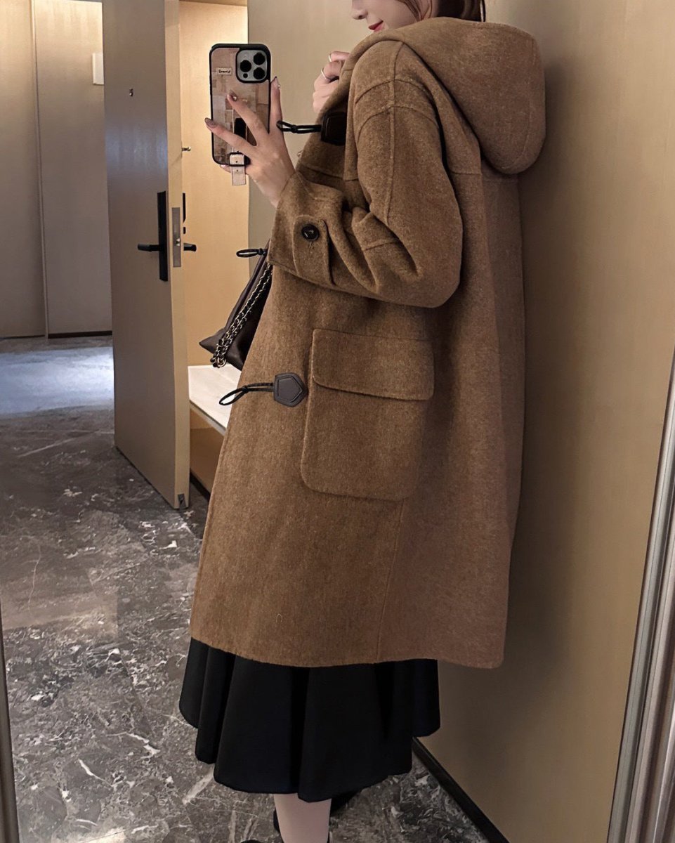 Sheep Wool Hooded Duffle Coat