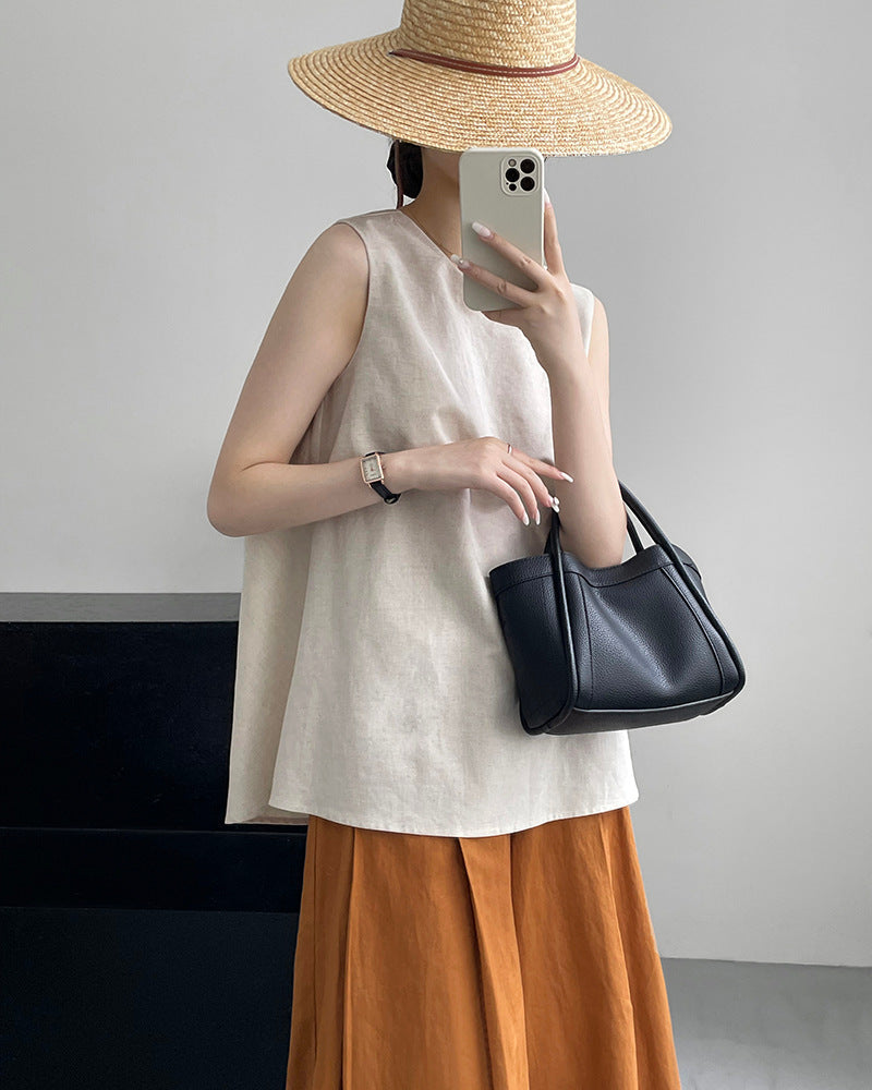 Loose Sleeveless Back-Knotted Vest