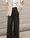 High-Waisted Draped Straight-Leg Trousers