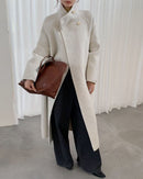 Long Stand-Up Collar Double-Faced Wool Coat