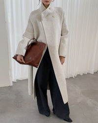 Long Stand-Up Collar Double-Faced Wool Coat