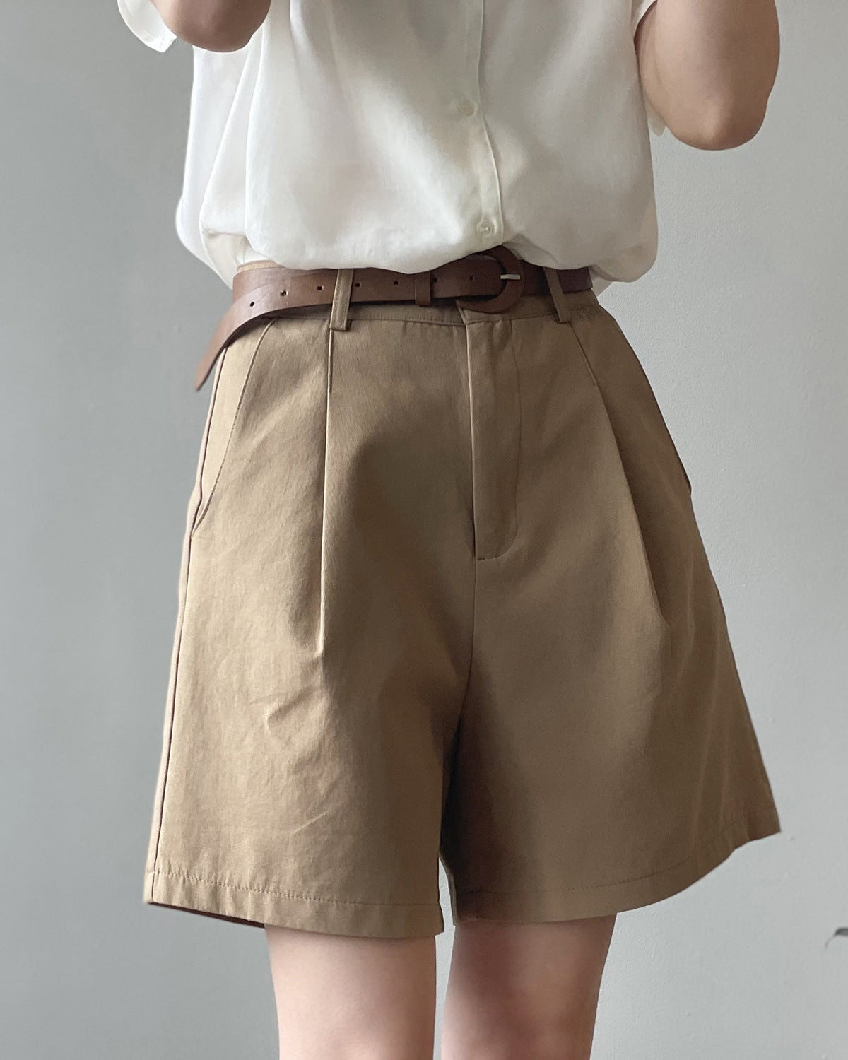 High-Waisted Loose-Fit Suit Shorts