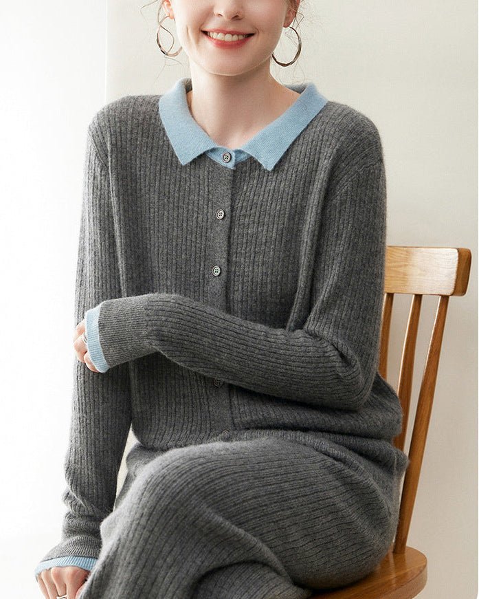 Cashmere Cardigan Collar Sweater